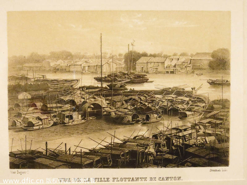 Vue de la « ville flottante » de Canton en 1844, par Jules Itier. [Photo/IC]