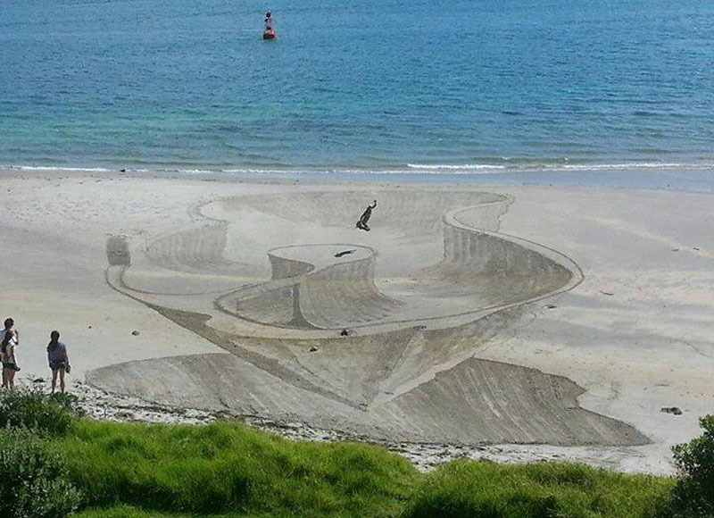 De l'art de plage 3D impressionnant en Nouvelle-Zélande