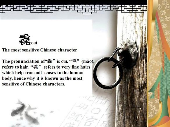 "毳" (cui), le caractère chinois le plus sensible.