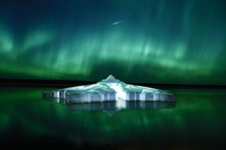 Un hôtel flottant en forme de flocon de neige dans le cercle arctique