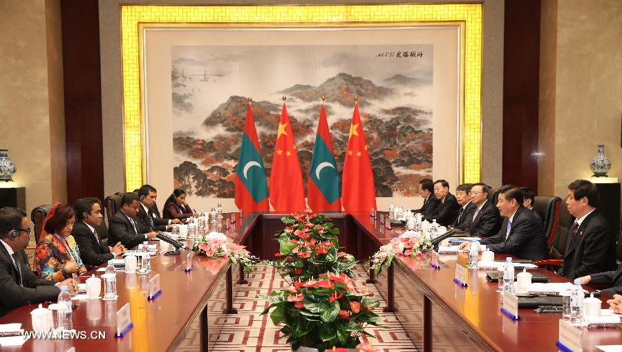  Le président chinois salue la participation des Maldives à la construction de la route maritime de la Soie