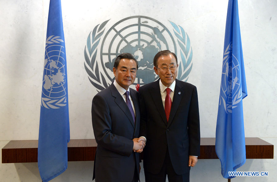 Le ministre chinois des A.E. et Ban Ki-moon échangent des points de vue sur les affaires de l'ONU