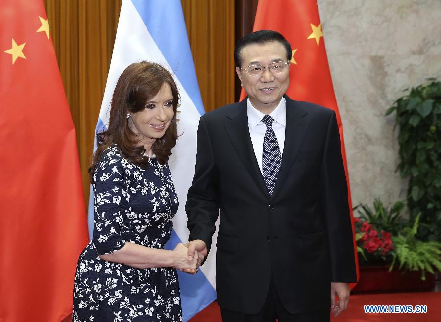 Le Premier ministre chinois rencontre la présidente argentine