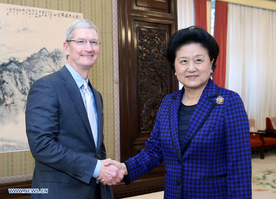 Une vice-Première ministre chinoise rencontre le PDG d'Apple