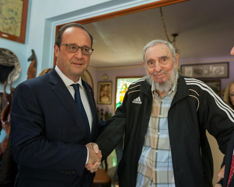 Rencontre entre François Hollande et Fidel Castro à La Havane