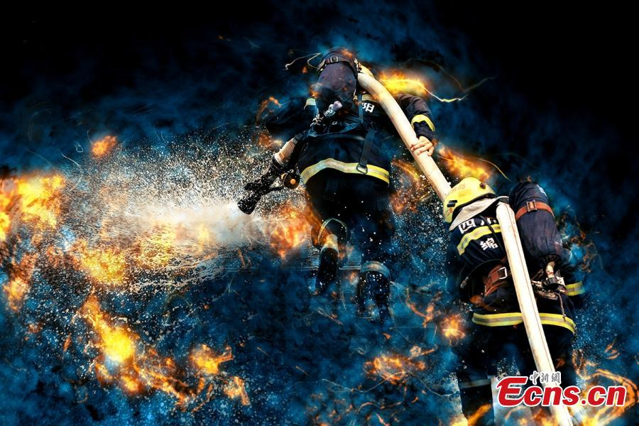 Des pompiers du Sichuan lancent des posters de style hollywoodien