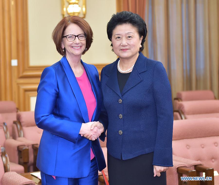 La vice-Première ministre chinoise rencontre l'ancienne Première ministre australienne