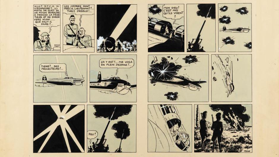 Une double planche originale de Tintin vendue 1,6 million d'Euros à Paris