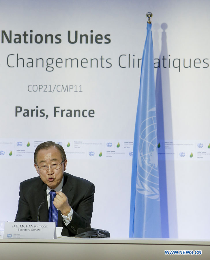 COP21 : Ban Ki-moon appelle d'autres pays à imiter l'exemple de la Chine dans la lutte contre le changement climatique