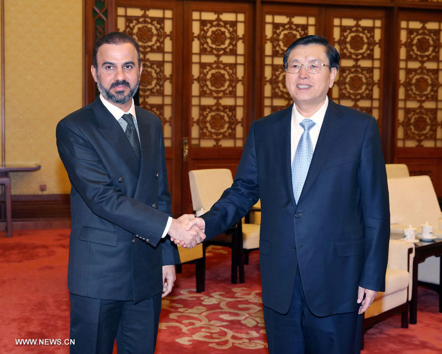Zhang Dejiang rencontre un haut conseiller politique d'Oman