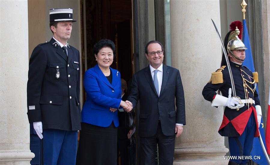 Le président français reçoit à l'Elysée la vice-Première ministre chinoise Liu Yandong