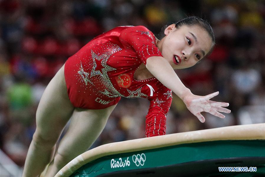 JO 2016 : les gymnastes chinoises lors de la qualification de gymnastique Femmes