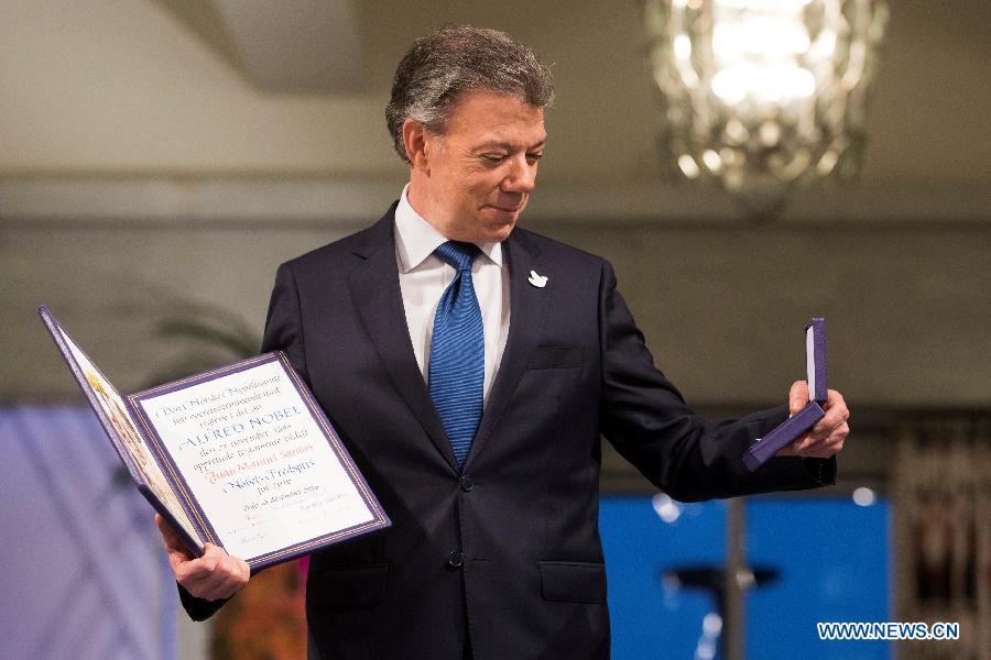 Le président colombien reçoit le Prix Nobel de la Paix 2016