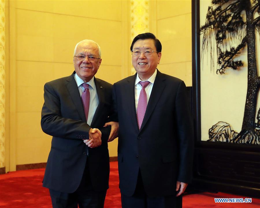 Le plus haut législateur chinois rencontre un responsable palestinien