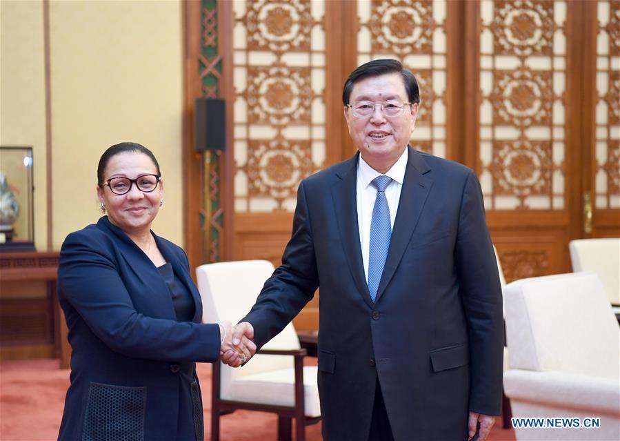 Le plus haut législateur chinois rencontre la présidente du Sénat gabonais