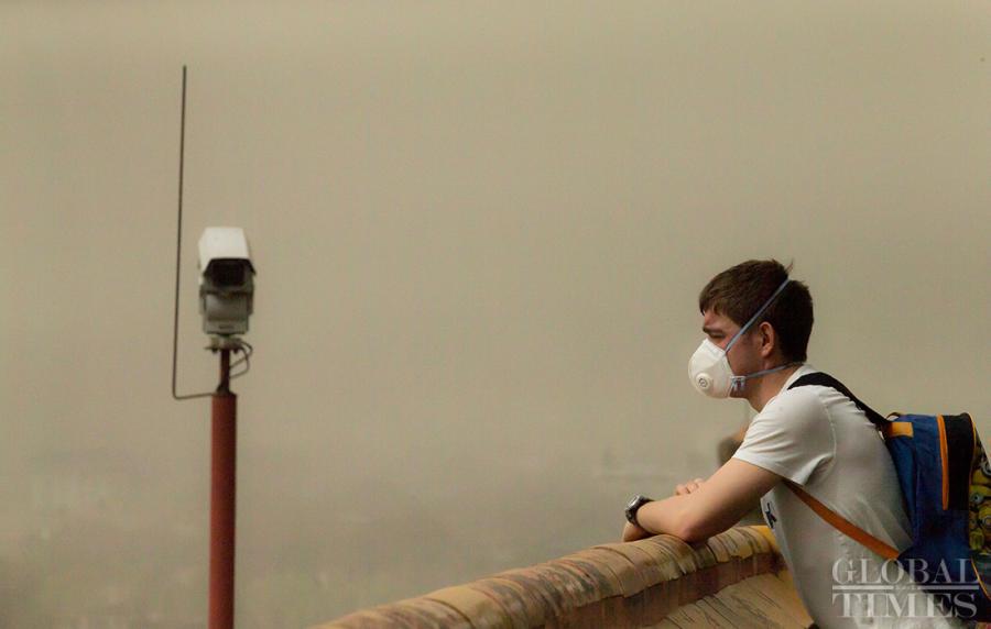 Alerte bleue à la poussière à Beijing