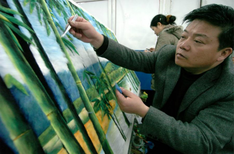 Anhui : un artiste crée d'incroyables peintures en coton