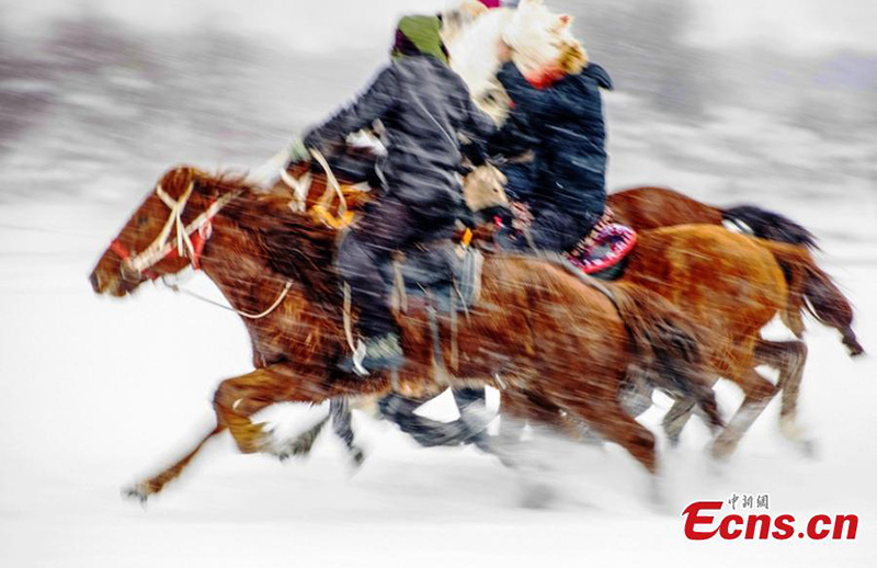 Xinjiang : des dizaines de milliers de chevaux galopent sur la prairie enneigée