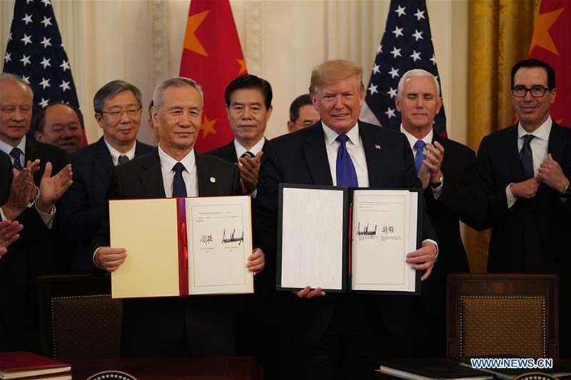 La Chine et les Etats-Unis signent l'accord commercial de phase un