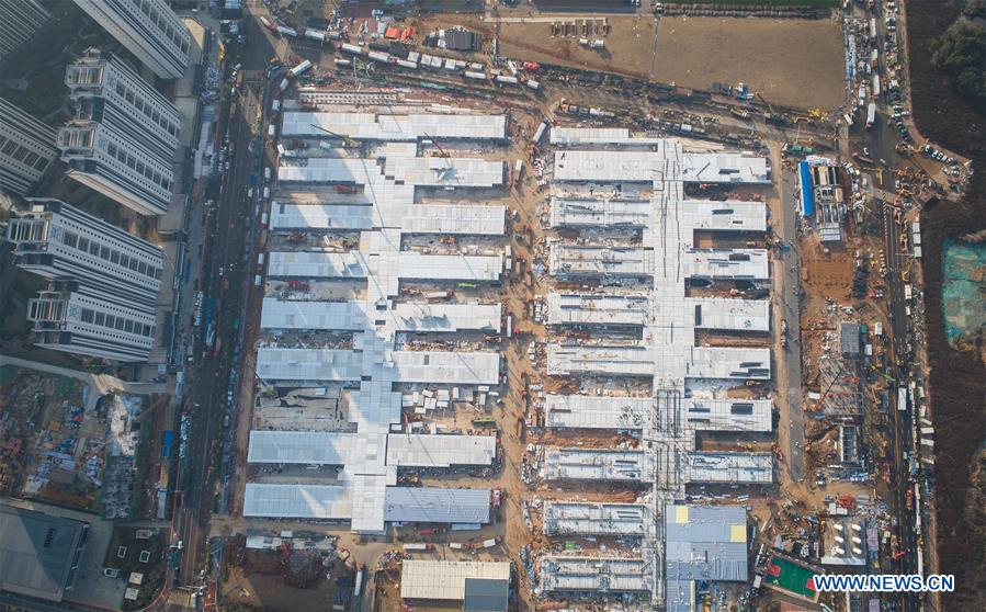 Chantier de construction de l'Hôpital Leishenshan