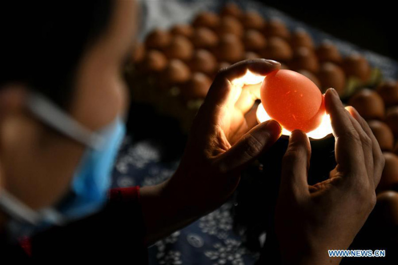 Un artisan réalise des sculptures sur œuf dans une base du patrimoine culturel immatériel