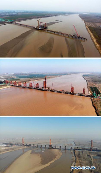 Le pont suspendu auto-ancré à trois tours le plus long du monde en construction dans l'est de la Chine