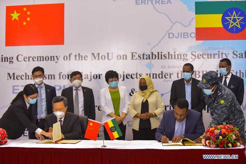 Accord entre la Chine et l'Ethiopie sur un mécanisme de sauvegarde de la sécurité pour les grands projets de l'Initiative ''la Ceinture et la Route''