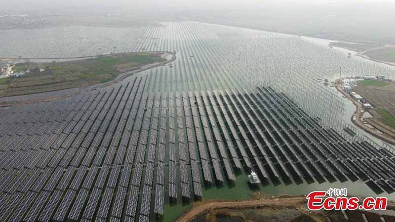 Une centrale photovoltaïque « complémentarité poisson-lumière » en construction dans la province de l'Anhui