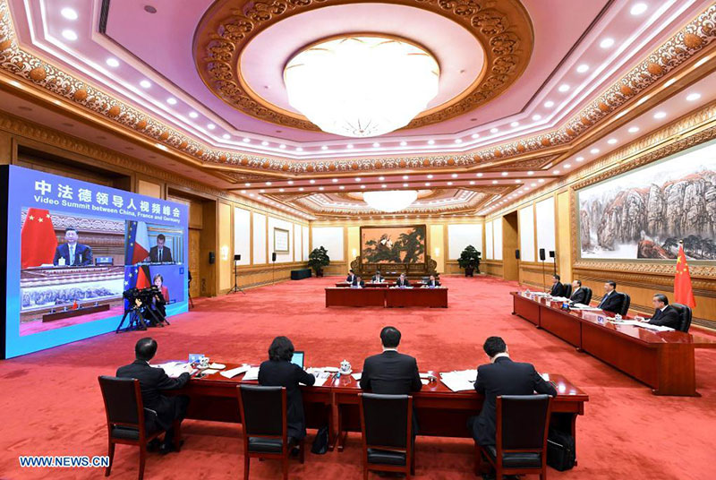 Xi Jinping participe à un sommet vidéo Chine-France-Allemagne