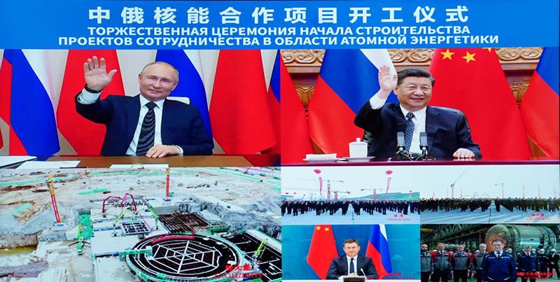 Xi Jinping et Vladimir Poutine assistent par liaison vidéo à la cérémonie d'inauguration d'un projet de coopération en matière d'énergie nucléaire