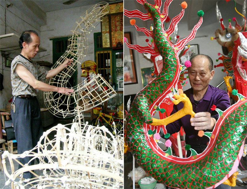 Un artisan septuagénaire se consacre à la fabrication de dragons en bambou