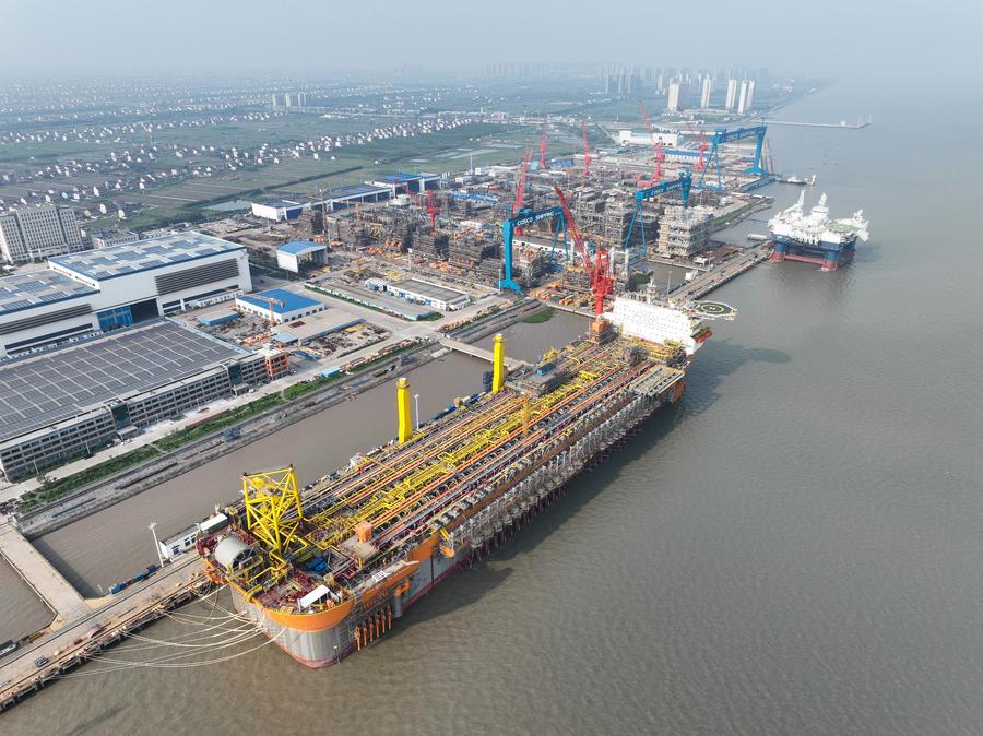 Vue aérienne d'un parc industriel de construction navale à Qidong, dans la province chinoise du Jiangsu (est), le 23 juillet 2023. (Photo : Ji Chunpeng)