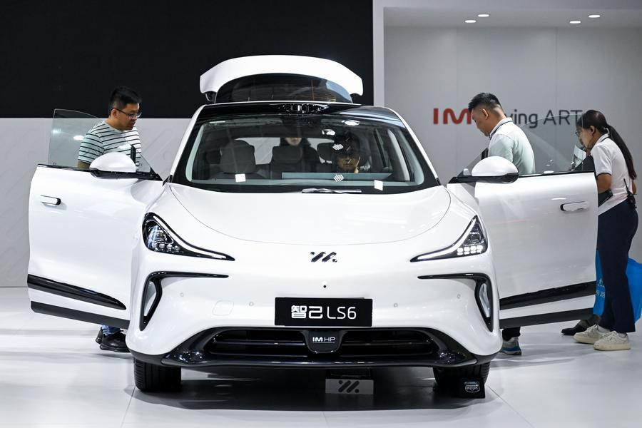 Des visiteurs regardent un véhicule lors d'un salon automobile à Hohhot, dans la région autonome de Mongolie intérieure, dans le nord de la Chine, le 7 juin 2024. (Photo : Li Zhipeng)