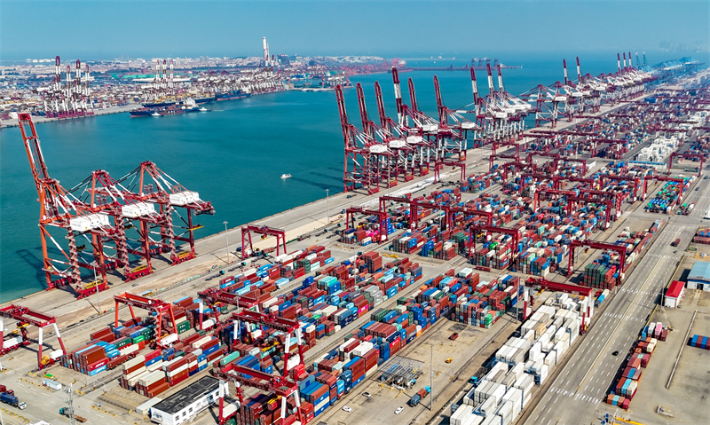 Shandong : les opérations du terminal portuaire de Qingdao battent leur plein