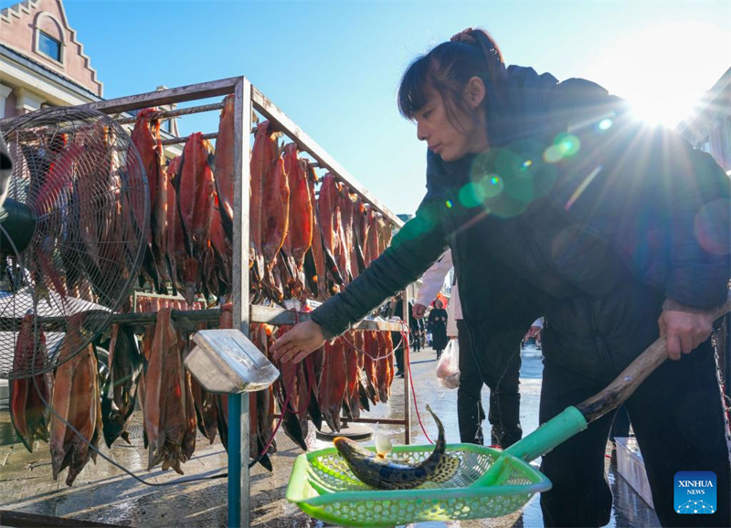 Heilongjiang : le marché aux poissons d'eau douce de Dongji à Fuyuan