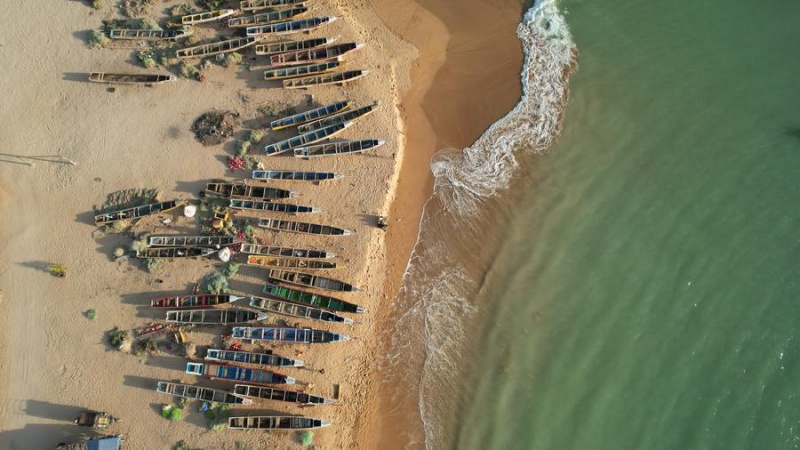 Une photo aérienne prise par un drone le 12 janvier 2025 montre une vue de la station balnéaire de Saly, à environ 80 km au sud de Dakar, au Sénégal. (Xinhua/Si Yuan)