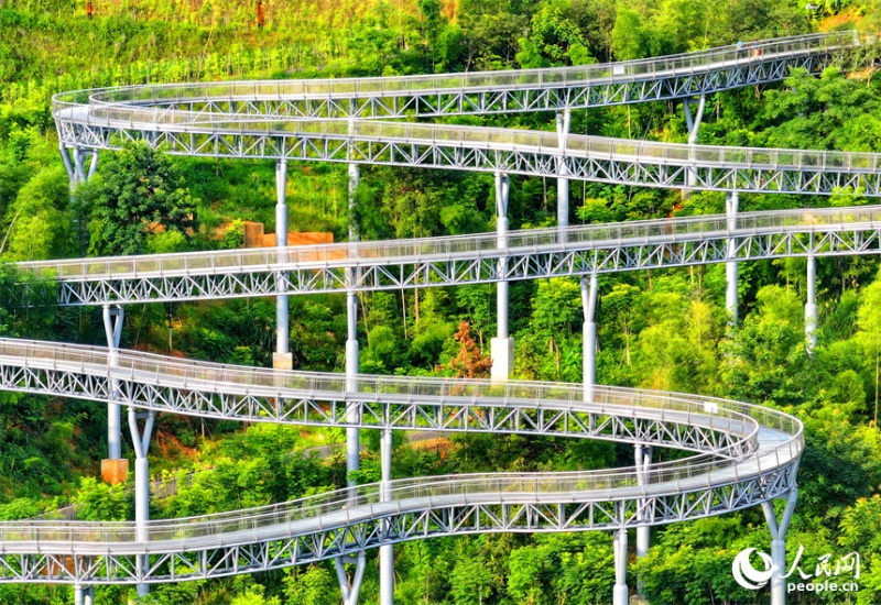 Jiangxi : un « corridor flottant dans la forêt » devient un endroit de choix pour le fitness et les loisirs à Chongyi