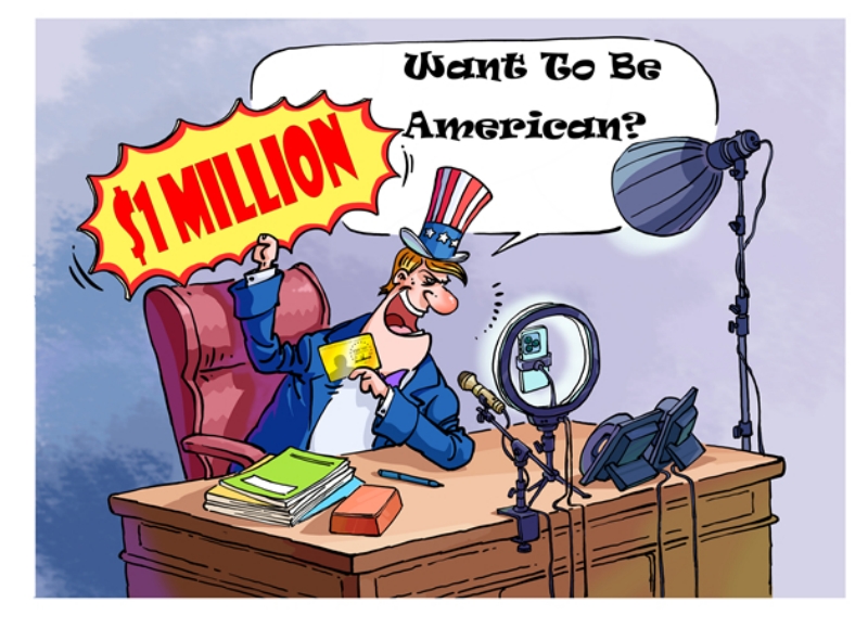 Commentaire illustré du lancement de la « Gold Card » d'un million de dollars par Donald Trump : « suivez le lien »