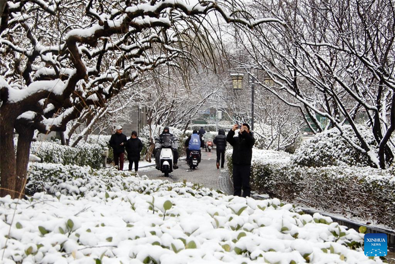 Beijing connaît de rares chutes de neige printanières