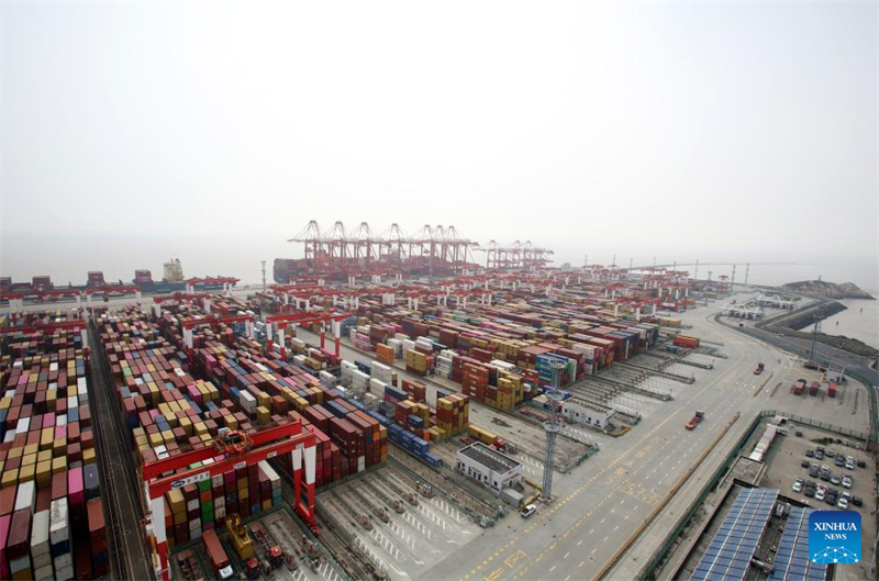 Shanghai : le port en eau profonde de Yangshan enregistre une hausse de 9,1 % du trafic de conteneurs d'une année sur l'autre