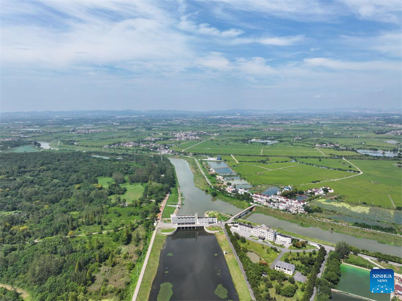Jiangsu : le système d'irrigation du lac Chishan à Jurong