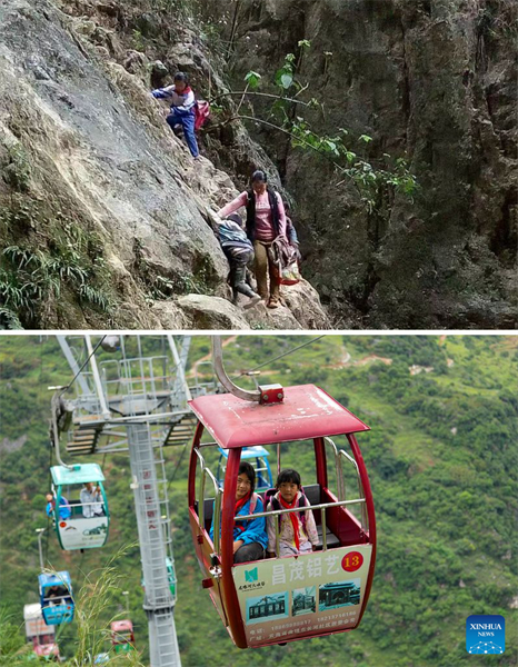 Yunnan : à Xuanwei, un ascenseur à flanc de falaise et un système de téléphérique facilitent les déplacements des élèves